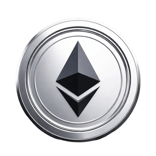 Elemento visual suspendido que muestra la moneda de Ethereum (ETH)