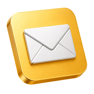 Icono decorativo en 3D con forma de sobre de correo en la página de contáctenos